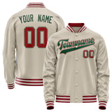 Custom Cream Kelly-Green Solid Color Varsity Letterman Jacket