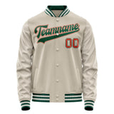 Custom Cream Kelly-Green Solid Color Varsity Letterman Jacket JA02240617JC094