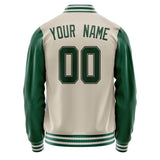 Custom Cream Kelly-Green Solid Color Varsity Letterman Jacket JA02240617JC098