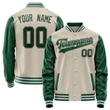 Custom Cream Kelly-Green Solid Color Varsity Letterman Jacket JA02240617JC098