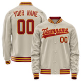 Custom Cream Orange Solid Color Varsity Letterman Jacket