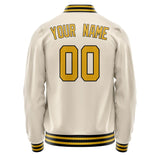 Custom Cream Gold Solid Color Varsity Letterman Jacket JA02240617JC102