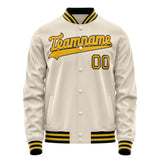 Custom Cream Gold Solid Color Varsity Letterman Jacket JA02240617JC102