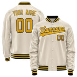 Custom Cream Gold Solid Color Varsity Letterman Jacket JA02240617JC102