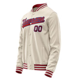 Custom Cream Red Solid Color Varsity Letterman Jacket JA02240617JC103