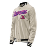 Custom Cream Purple Solid Color Varsity Letterman Jacket JA02240617JC104