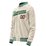 Custom Cream Kelly-Green Solid Color Varsity Letterman Jacket JA02240617JC105