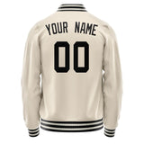 Custom Cream Black Solid Color Varsity Letterman Jacket JA02240617JC111