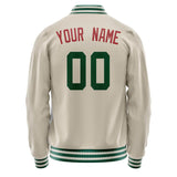 Custom Cream Kelly-Green Solid Color Varsity Letterman Jacket JA02240617JC113