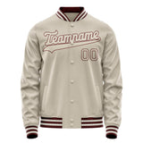 Custom Cream Crimson Solid Color Varsity Letterman Jacket JA02240617JC114