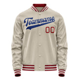 Custom Cream Royal Solid Color Varsity Letterman Jacket JA02240617JC115