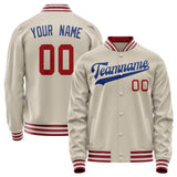 Custom Cream Royal Solid Color Varsity Letterman Jacket