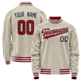 Custom Cream Red Solid Color Varsity Letterman Jacket JA02240617JC116