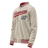 Custom Cream Red Solid Color Varsity Letterman Jacket JA02240617JC116