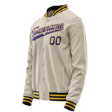 Custom Cream Purple Solid Color Varsity Letterman Jacket JA02240617JC117