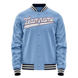 Custom Light-Blue White Solid Color Varsity Letterman Jacket JA02240617JC237