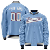 Custom Light-Blue White Solid Color Varsity Letterman Jacket JA02240617JC237