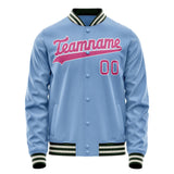 Custom Light-Blue Pink Solid Color Varsity Letterman Jacket JA02240617JC238