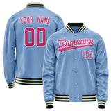 Custom Light-Blue Pink Solid Color Varsity Letterman Jacket