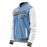 Custom Light-Blue White Solid Color Varsity Letterman Jacket JA02240617JC239