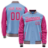 Custom Light-Blue Pink Solid Color Varsity Letterman Jacket