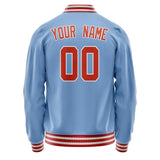 Custom Light-Blue Orange Solid Color Varsity Letterman Jacket JA02240617JC244