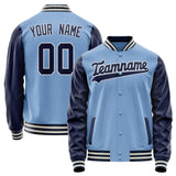 Custom Light-Blue Navy Solid Color Varsity Letterman Jacket