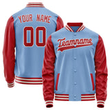 Custom Light-Blue Red Solid Color Varsity Letterman Jacket JA02240617JC247