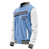 Custom Light-Blue Navy Solid Color Varsity Letterman Jacket JA02240617JC249