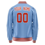 Custom Light-Blue Orange Solid Color Varsity Letterman Jacket JA02240617JC250