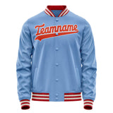 Custom Light-Blue Orange Solid Color Varsity Letterman Jacket JA02240617JC250