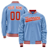 Custom Light-Blue Orange Solid Color Varsity Letterman Jacket