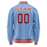 Custom Light-Blue Red Solid Color Varsity Letterman Jacket JA02240617JC253