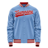 Custom Light-Blue Red Solid Color Varsity Letterman Jacket JA02240617JC253