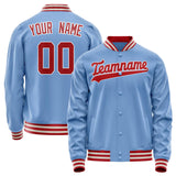 Custom Light-Blue Red Solid Color Varsity Letterman Jacket