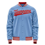 Custom Light-Blue Red Solid Color Varsity Letterman Jacket JA02240617JC255