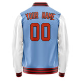 Custom Light-Blue White Solid Color Varsity Letterman Jacket JA02240617JC256