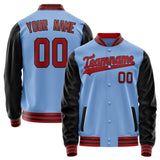 Custom Light-Blue Crimson Solid Color Varsity Letterman Jacket