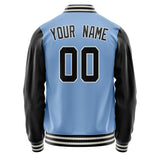 Custom Light-Blue Black Solid Color Varsity Letterman Jacket JA02240617JC258