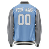 Custom Light-Blue Gray Solid Color Varsity Letterman Jacket JA02240617JC261