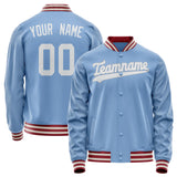 Custom Light-Blue White Solid Color Varsity Letterman Jacket