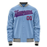 Custom Light-Blue Purple Solid Color Varsity Letterman Jacket JA02240617JC265