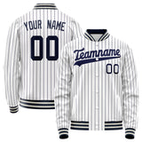 Custom White Navy Navy Pinstripe Varsity Letterman Jacket JA02240617JC478