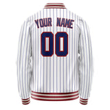 Custom White Royal Royal Pinstripe Varsity Letterman Jacket JA02240617JC479