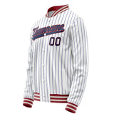 Custom White Royal Royal Pinstripe Varsity Letterman Jacket JA02240617JC479