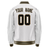 Custom White Black Black Pinstripe Varsity Letterman Jacket JA02240617JC481