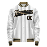 Custom White Black Black Pinstripe Varsity Letterman Jacket JA02240617JC481