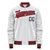 Custom White Red Black Pinstripe Varsity Letterman Jacket JA02240617JC482