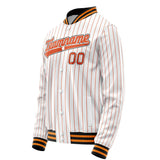 Custom White Orange Orange Pinstripe Varsity Letterman Jacket JA02240617JC483