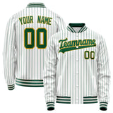 Custom White Kelly-Green Kelly Green Pinstripe Varsity Letterman Jacket JA02240617JC484